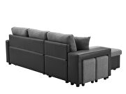 Linen reversible sleeper sectional sofa with storage and 2 stools steel gray by La Spezia additional picture 8