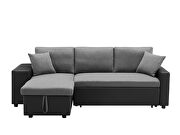 Linen reversible sleeper sectional sofa with storage and 2 stools steel gray by La Spezia additional picture 9