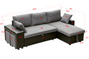 Linen reversible sleeper sectional sofa with storage and 2 stools steel gray by La Spezia additional picture 10