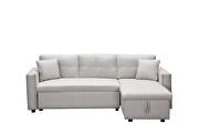 Beige leathaire reversible sleeper sectional sofa with storage by La Spezia additional picture 13