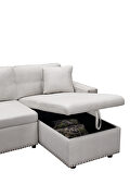 Beige leathaire reversible sleeper sectional sofa with storage additional photo 3 of 14