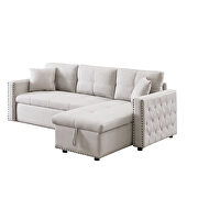 Beige leathaire reversible sleeper sectional sofa with storage additional photo 5 of 14