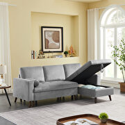 Gray velvet reversible sleeper sectional sofa with storage chaise by La Spezia additional picture 3