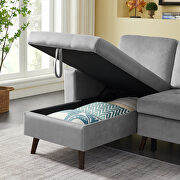 Gray velvet reversible sleeper sectional sofa with storage chaise by La Spezia additional picture 6
