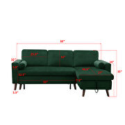 Green velvet reversible sleeper sectional sofa with storage chaise by La Spezia additional picture 11