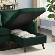 Green velvet reversible sleeper sectional sofa with storage chaise by La Spezia additional picture 4