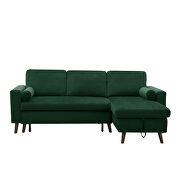 Green velvet reversible sleeper sectional sofa with storage chaise by La Spezia additional picture 9