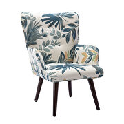 Blue linen chair with ottoman for indoor home and living room additional photo 2 of 15