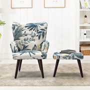 Blue linen chair with ottoman for indoor home and living room additional photo 4 of 15