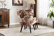 Brown linen chair with ottoman for indoor home and living room additional photo 3 of 16