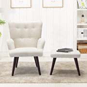 Beige linen chair with ottoman for indoor home and living room by La Spezia additional picture 13