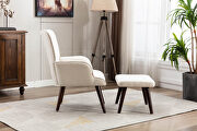 Beige linen chair with ottoman for indoor home and living room by La Spezia additional picture 9