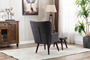 Gray linen chair with ottoman for indoor home and living room additional photo 3 of 14