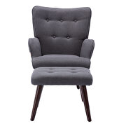 Gray linen chair with ottoman for indoor home and living room additional photo 4 of 14