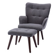 Gray linen chair with ottoman for indoor home and living room by La Spezia additional picture 6