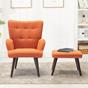 Orange linen chair with ottoman for indoor home and living room by La Spezia additional picture 9