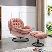 Pink soft velvet fabric accent chair with ottoman by La Spezia additional picture 4