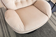 Beige soft velvet fabric accent chair with ottoman additional photo 5 of 17