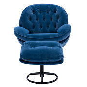 Blue velvet accent chair with ottoman set additional photo 5 of 14