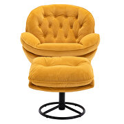Yellow velvet accent chair with ottoman set by La Spezia additional picture 10