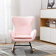 Pink teddy fabric padded seat rocking chair with high backrest and armrests by La Spezia additional picture 4