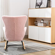 Pink teddy fabric padded seat rocking chair with high backrest and armrests by La Spezia additional picture 6