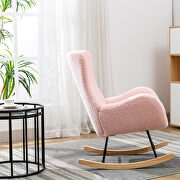 Pink teddy fabric padded seat rocking chair with high backrest and armrests by La Spezia additional picture 7