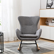 Gray teddy fabric padded seat rocking chair with high backrest and armrests by La Spezia additional picture 4