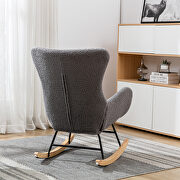 Gray teddy fabric padded seat rocking chair with high backrest and armrests by La Spezia additional picture 5