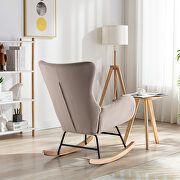 Beige velvet fabric padded seat rocking chair with high backrest and armrests by La Spezia additional picture 4