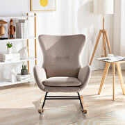 Beige velvet fabric padded seat rocking chair with high backrest and armrests by La Spezia additional picture 8
