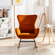 Orange velvet fabric padded seat rocking chair with high backrest and armrests by La Spezia additional picture 6