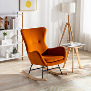 Orange velvet fabric padded seat rocking chair with high backrest and armrests by La Spezia additional picture 7