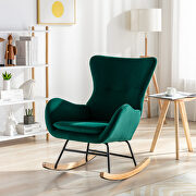 Green velvet fabric padded seat rocking chair with high backrest and armrests by La Spezia additional picture 5