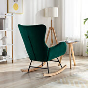 Green velvet fabric padded seat rocking chair with high backrest and armrests by La Spezia additional picture 6