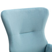 Light blue velvet fabric padded seat rocking chair with high backrest and armrests by La Spezia additional picture 4