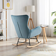 Light blue velvet fabric padded seat rocking chair with high backrest and armrests by La Spezia additional picture 7