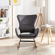 Dark gray velvet fabric padded seat rocking chair with high backrest and armrests by La Spezia additional picture 8