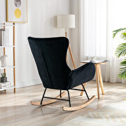 Black velvet fabric padded seat rocking chair with high backrest and armrests by La Spezia additional picture 6