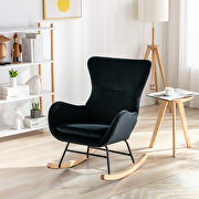 Black velvet fabric padded seat rocking chair with high backrest and armrests by La Spezia additional picture 7