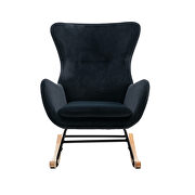 Black velvet fabric padded seat rocking chair with high backrest and armrests by La Spezia additional picture 8