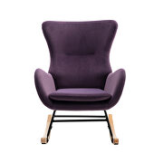 Purple velvet fabric padded seat rocking chair with high backrest and armrests by La Spezia additional picture 3