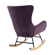 Purple velvet fabric padded seat rocking chair with high backrest and armrests by La Spezia additional picture 4