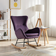 Purple velvet fabric padded seat rocking chair with high backrest and armrests by La Spezia additional picture 5