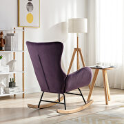 Purple velvet fabric padded seat rocking chair with high backrest and armrests by La Spezia additional picture 7