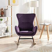 Purple velvet fabric padded seat rocking chair with high backrest and armrests by La Spezia additional picture 10