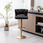 Black leather back and golden footrest counter height dining chairs, 2pcs set by La Spezia additional picture 3