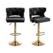 Black leather back and golden footrest counter height dining chairs, 2pcs set by La Spezia additional picture 4