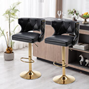 Black leather back and golden footrest counter height dining chairs, 2pcs set by La Spezia additional picture 10