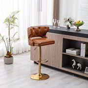Brown leather back and golden footrest counter height dining chairs, 2pcs set by La Spezia additional picture 2
